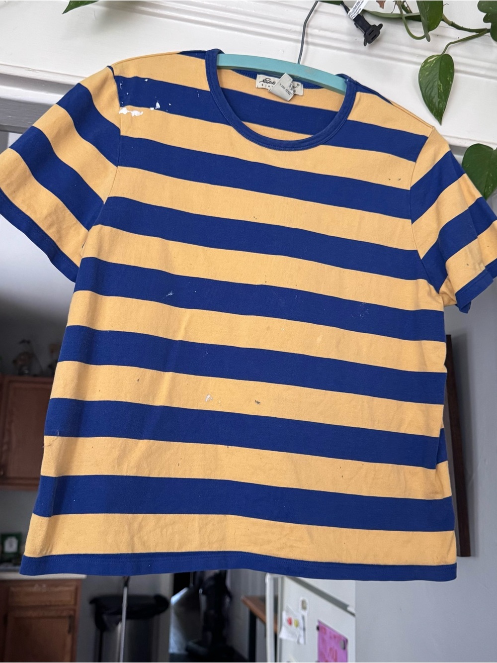 Vintage Eddie‎ Bauer Blue & yellow Striped Tee 90s t shirt indie skater t shirt